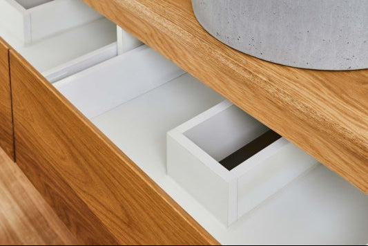 White melamine internls custom made wooden vanity