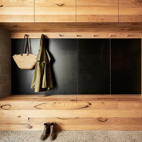 timber mud room joinery